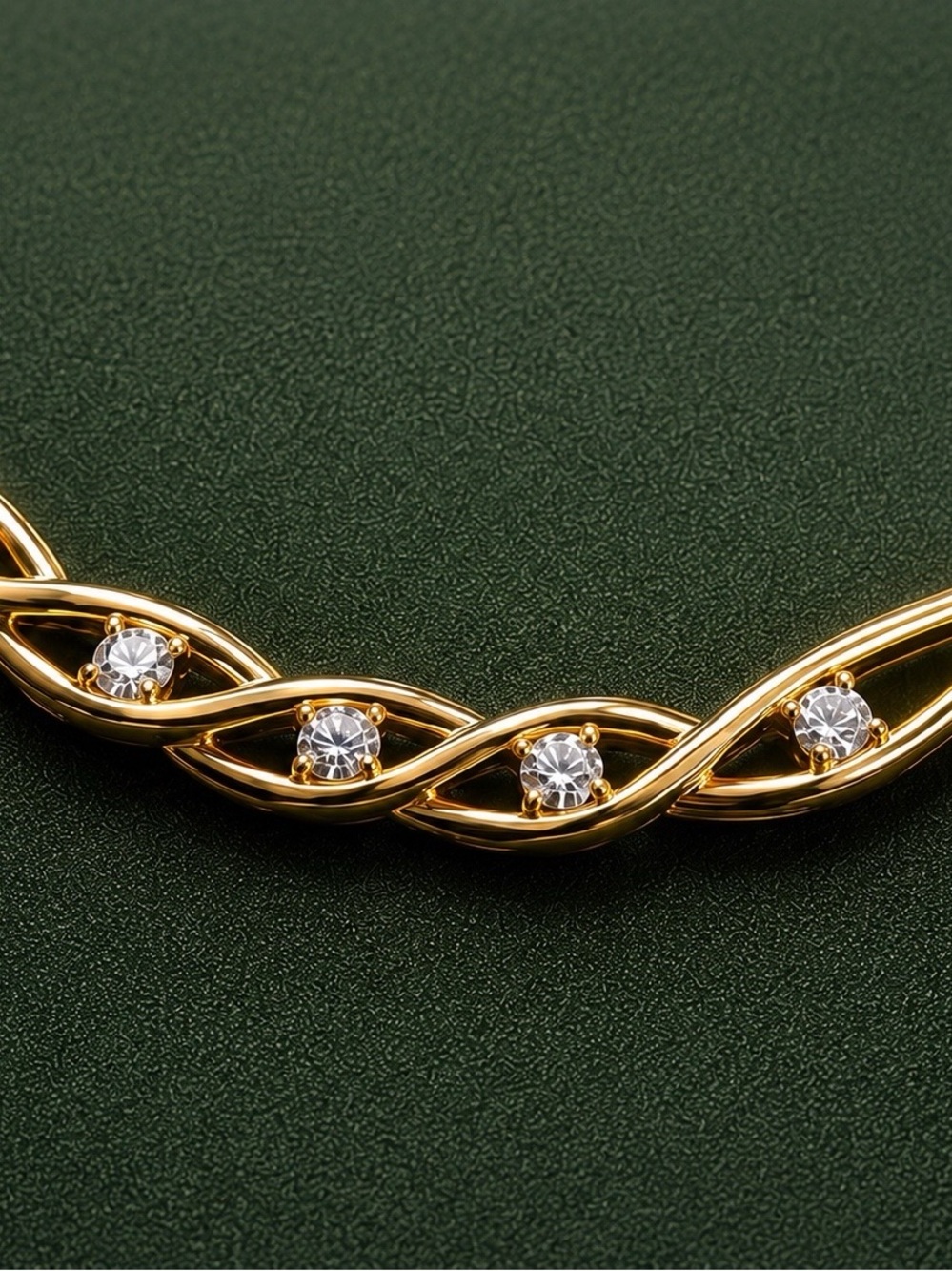 Unique 14k Yellow Gold and 5 Natural Diamond  Choker Style Necklace